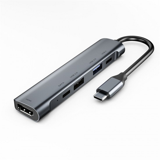 Typy C Hub USB-C Adapter 5 In 1 with 4K 30Hz HDMI 60W PD Charging port USB-C USB 3.0 USB 2.0 port