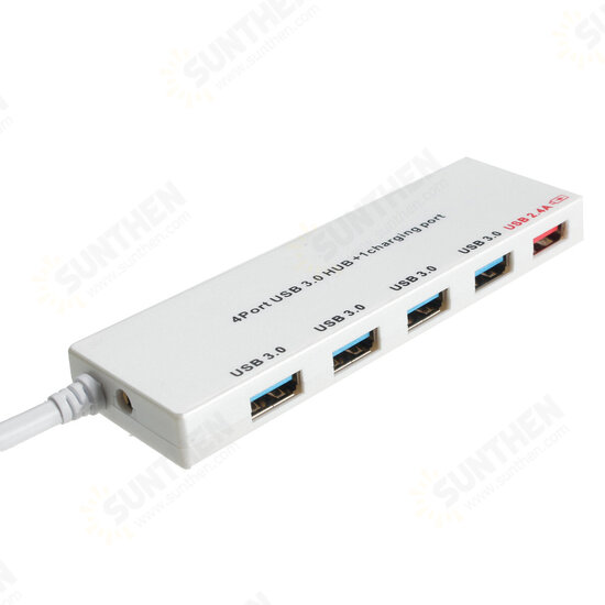 Ultra Thin 4 USB3.0 Ports Hub with a 2.4A USB Fast Charging Port