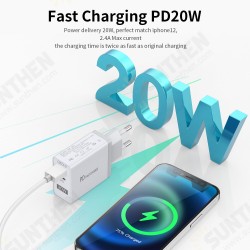 20W QC3.0 PD USB Charger USB-C PD3.0 QC3.0 Fast Charging Wall Charger Adapter EU/US Plug For iPhone 13 13Pro Max DOOGEE OnePlusXiaomi 20W QC3.0 PD USB Charger USB-C PD3.0 QC3.0 Fast Charging Wall Charger Adapter EU/US Plug For iPhone 13 13Pro Max DOOGEE OnePlusXiaomi