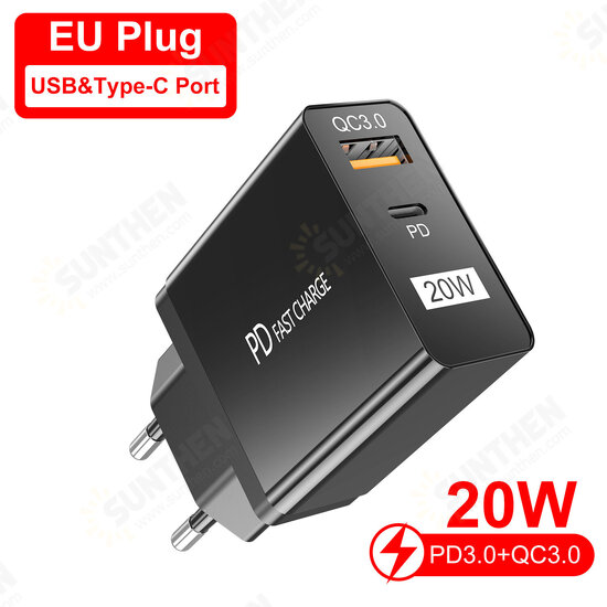 20W QC3.0 PD USB Charger USB-C PD3.0 QC3.0 Fast Charging Wall Charger Adapter EU/US Plug For iPhone 13 13Pro Max DOOGEE OnePlusXiaomi