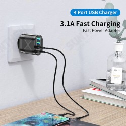 48W 4-Port USB Charger QC3.0 FCP SCP Fast Charging Wall Charger Adapter EU/US/UK Plug for iPhone 12 Pro Max for Samsung Huawei OnePlus 48W 4-Port USB Charger QC3.0 FCP SCP Fast Charging Wall Charger Adapter EU/US/UK Plug for iPhone 12 Pro Max for Samsung Huawei OnePlus