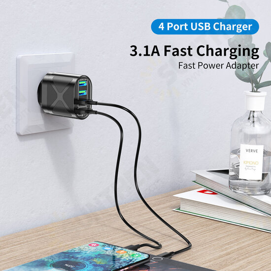48W 4-Port USB Charger QC3.0 FCP SCP Fast Charging Wall Charger Adapter EU/US/UK Plug for iPhone 12 Pro Max for Samsung Huawei OnePlus 48W 4-Port USB Charger QC3.0 FCP SCP Fast Charging Wall Charger Adapter EU/US/UK Plug for iPhone 12 Pro Max for Samsung Huawei OnePlus
