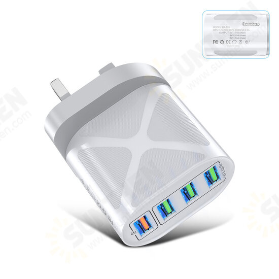 48W 4-Port USB Charger QC3.0 FCP SCP Fast Charging Wall Charger Adapter EU/US/UK Plug for iPhone 12 Pro Max for Samsung Huawei OnePlus 48W 4-Port USB Charger QC3.0 FCP SCP Fast Charging Wall Charger Adapter EU/US/UK Plug for iPhone 12 Pro Max for Samsung Huawei OnePlus