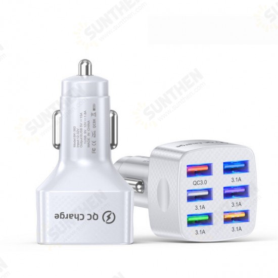 75W 6-Ports Car Charger Adapter Quick Charge 3.0 For iPhone 13 Pro Max For Xiaomi 12 For Samsung Galaxy S21 5G