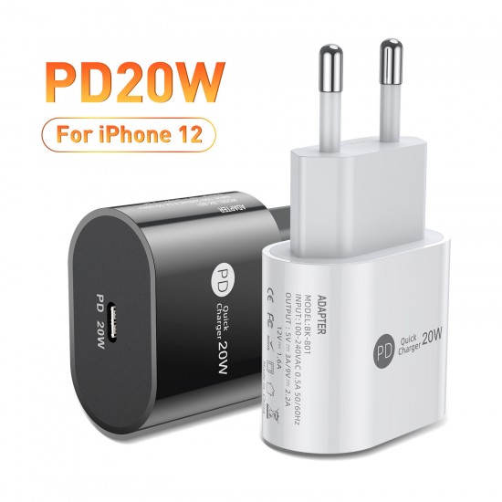 PD 20W QC4.0/3.0 USB-C Charger Travel Charger Adapter Fast Charging For iPhone 12 Pro Max Mini OnePlus 8Pro 8T Huawei P30 P40 Mate 40 Pro