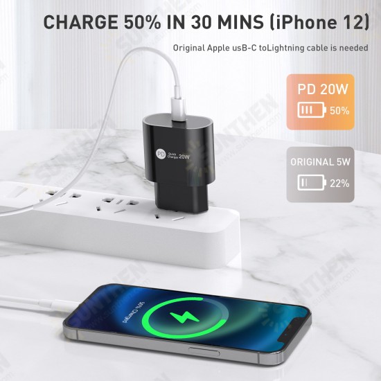 PD 20W QC4.0/3.0 USB-C Charger Travel Charger Adapter Fast Charging For iPhone 12 Pro Max Mini OnePlus 8Pro 8T Huawei P30 P40 Mate 40 Pro