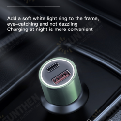 2-Port 65W USB PD Car Charger Adapter Fast Charging With Blue LED For iPhone 13 Pro Max For Samsung Galaxy S21 5G For Xiaomi 12