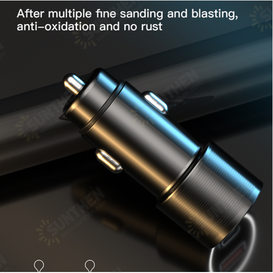 2-Port 65W USB PD Car Charger Adapter Fast Charging With Blue LED For iPhone 13 Pro Max For Samsung Galaxy S21 5G For Xiaomi 12
