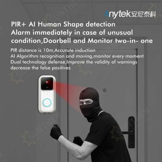 B60+ Tuya Smart Video Doorbell Wireless Doorbell Camera 2.4g 5g WIFI HD 1080P WiFi Security Camera Night Vision PIR Alarm Notification Push