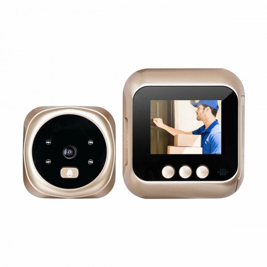 C11 HD 1080P 2.4inch LCD Screen Cat's Eye Camera Doorbell with 4PCS LED Night Vision Function