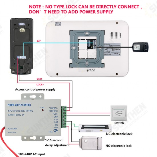 7 Inch Video Door Phone Doorbell Intercom Kit 1 Camera 1 Monitor Night Vision with 700TVL Camera