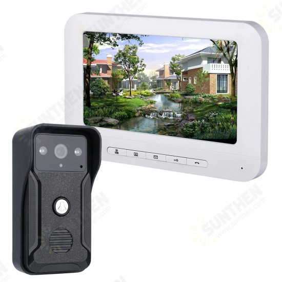 7 Inch Video Door Phone Doorbell Intercom Kit 1 Camera 1 Monitor Night Vision with 700TVL Camera