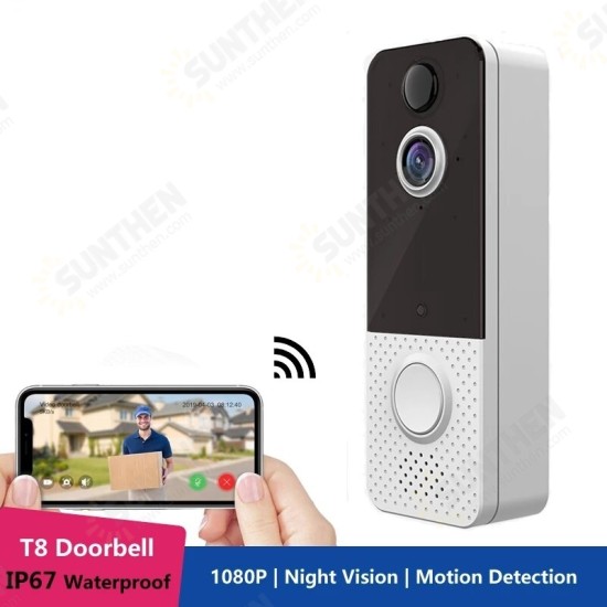 T8 1080P WIFI Smart Video Doorbell Camera Visual Intercom Night Vision IP Doorbell PIR Wireless IP67 Waterproof Cam T8 1080P WIFI Smart Video Doorbell Camera Visual Intercom Night Vision IP Doorbell PIR Wireless IP67 Waterproof Cam