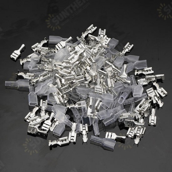 100Pcs Silver Crimp Terminals with Silicone Case Female Spade Quick Connector Terminal for Arcade Chain Cable