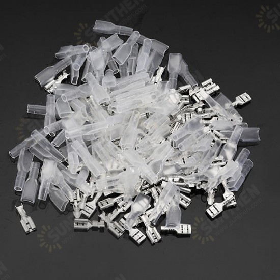 100Pcs Silver Crimp Terminals with Silicone Case Female Spade Quick Connector Terminal for Arcade Chain Cable