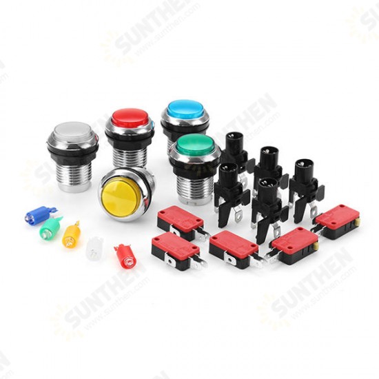 33MM Electroplated Red Blue Yellow White LED Push Button for Arcade Game Console Controller DIY