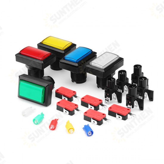 50x33MM Rectangle Red Blue Green Yellow White LED Push Button for Arcade Game Console Controller DIY