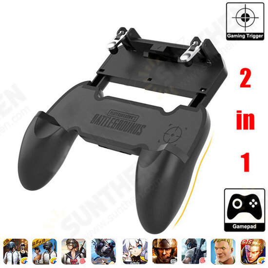 S6-W10 PUBG Game Controller Gamepad Trigger Shooter for PUBG Mobile Game with Foldable Phone Holder for Android iOS Phones