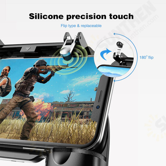 S6-W10 PUBG Game Controller Gamepad Trigger Shooter for PUBG Mobile Game with Foldable Phone Holder for Android iOS Phones