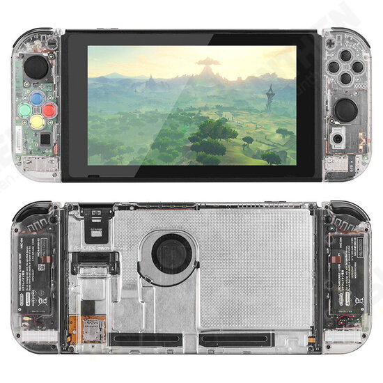 DIY Protective Case Transparent Shell for Nintendo Switch Replacement Housing Shell Purple Case Set for NS Game Console Joycon