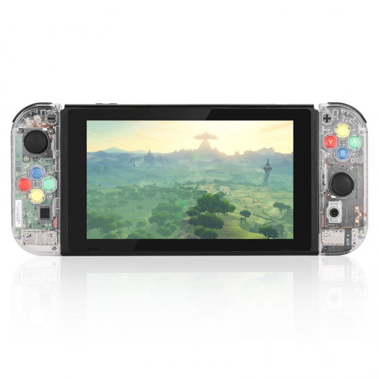 DIY Protective Case Transparent Shell for Nintendo Switch Replacement Housing Shell Purple Case Set for NS Game Console Joycon