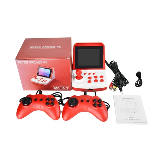 A6 Plus 600 in 1 FC Arcade Game Console 8 bit Video Game Console Children's Gift Toys with Two Gamepad