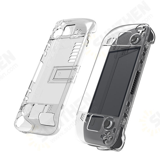 Protective Cover Shell for Steam Deck Ergonomic Crystal Clear PC Case for Game Console with Stand Protection Case Protective Cover Shell for Steam Deck Ergonomic Crystal Clear PC Case for Game Console with Stand Protection Case
