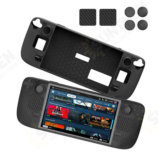 Protective Kit for Steam Deck Soft Silicon Protection Case with Rocker Cap Trackpad Stickers Game Console Accessory Kit for Steamdeck Protective Kit for Steam Deck Soft Silicon Protection Case with Rocker Cap Trackpad Stickers Game Console Accessory Kit for Steamdeck
