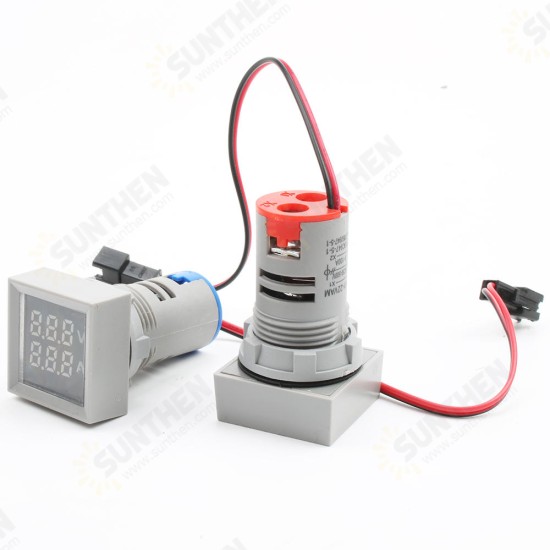 22mm AC 50-500V 0-100A Mini Digital square Voltmeter Ammeter Volt Voltage Tester Meter Dual LED Indicator Pilo t Lamp Light Dual 22mm AC 50-500V 0-100A Mini Digital square Voltmeter Ammeter Volt Voltage Tester Meter Dual LED Indicator Pilo t Lamp Light Dual