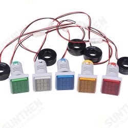 3 in 1 22mm 50-380V 100A 99Hz Digital LED Volt Amp HZ AC Ammeter Voltmeter Current Frequency Voltage Indicator Meter Tester Signal Lights