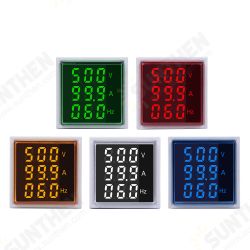 3 in 1 22mm 50-380V 100A 99Hz Digital LED Volt Amp HZ AC Ammeter Voltmeter Current Frequency Voltage Indicator Meter Tester Signal Lights