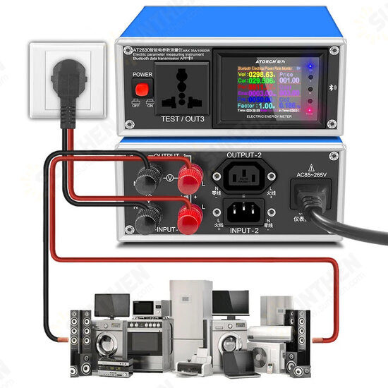 AT2630 AC Ammeter Voltmeter Digital Wattmeter Socket Electric USB Tester Voltage Current Multimeter Power Meter Charge Indicator