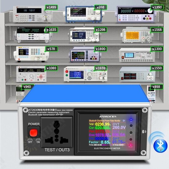 AT2630 AC Ammeter Voltmeter Digital Wattmeter Socket Electric USB Tester Voltage Current Multimeter Power Meter Charge Indicator