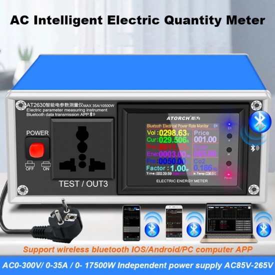 AT2630 AC Ammeter Voltmeter Digital Wattmeter Socket Electric USB Tester Voltage Current Multimeter Power Meter Charge Indicator