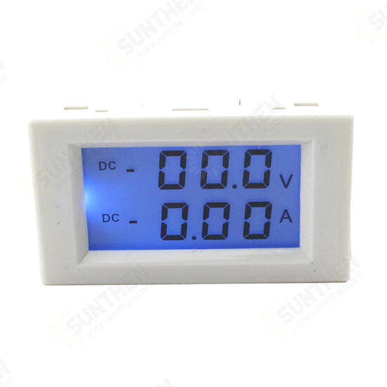 D85-3050 DC 0-200V 10A Digital Voltmeter Ammeter LCD Panel Volt Amp Meter Gauge White