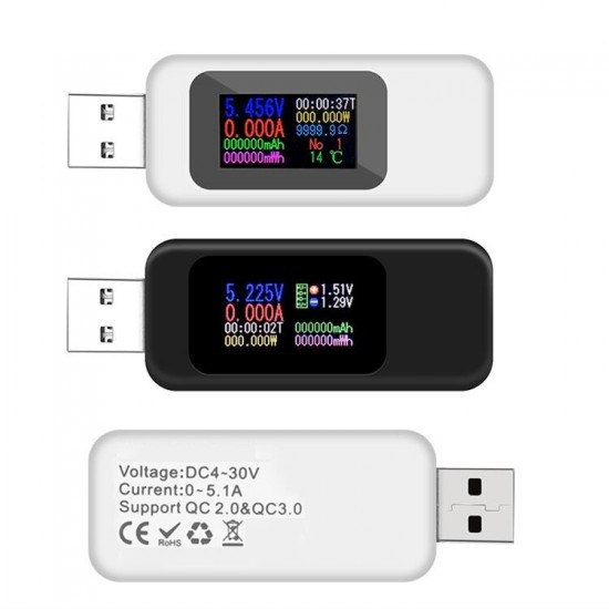 Digital 10 in 1 Colorful LCD Display USB Tester Voltage Current Tester USB Charger Tester Power Meter