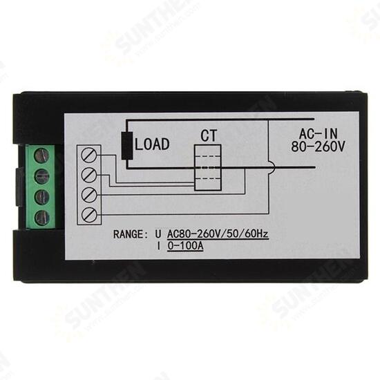 100A 22000W Power Monitor Module AC Meter Panel 45-65Hz Test Voltage AC 80-260V 100A 22000W Power Monitor Module AC Meter Panel 45-65Hz Test Voltage AC 80-260V