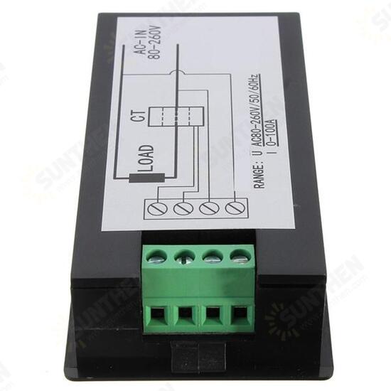 100A 22000W Power Monitor Module AC Meter Panel 45-65Hz Test Voltage AC 80-260V