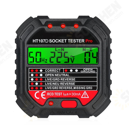 HT107 GFCI Outlet Tester with Voltage Display 90-250V Socket for Electric Maintenance Office Sockets Power Strips Wall Sockets in School Laboratory