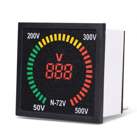N-72V 50V ~500V 73mm Panel LED Display Voltage Meter 68mm Hole Size Voltmeter AC 220V Digital Voltage Signal Indicator