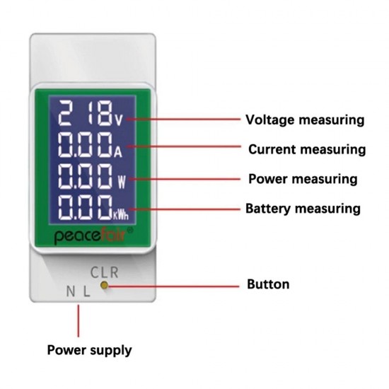 008 AC50-300V/100A LCD Screen Digital Display Multifunctional Guide Rail Table Voltage Tester Ammeter Voltmeter with Backlight