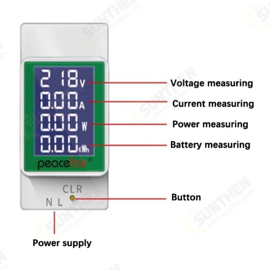 008 AC50-300V/100A LCD Screen Digital Display Multifunctional Guide Rail Table Voltage Tester Ammeter Voltmeter with Backlight