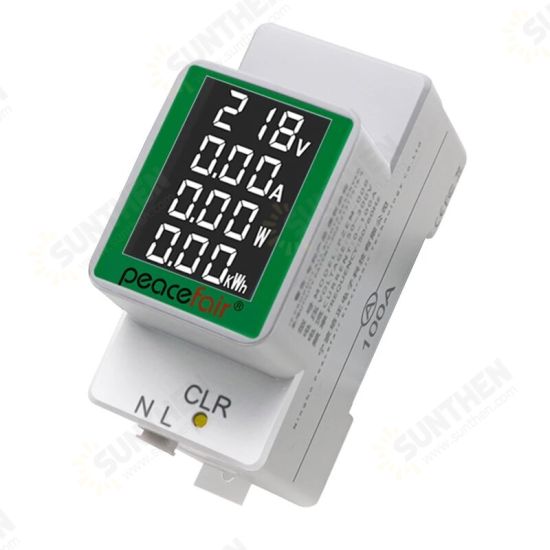 008 AC50-300V/100A LCD Screen Digital Display Multifunctional Guide Rail Table Voltage Tester Ammeter Voltmeter with Backlight