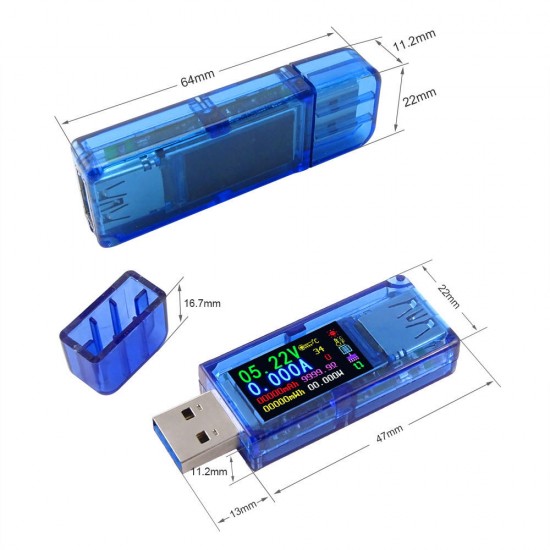 AT34 USB3.0 IPS HD Color Screen USB Tester Voltage Current Capacity Energy Power Tester