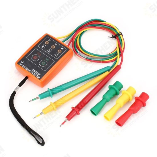 SM852B 60V-600V AC 3 Phase Rotation Tester Indicator Detector Meter Array Presence With LED Buzzer SM852B 60V-600V AC 3 Phase Rotation Tester Indicator Detector Meter Array Presence With LED Buzzer