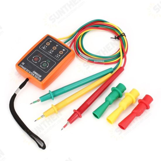 SM852B 60V-600V AC 3 Phase Rotation Tester Indicator Detector Meter Array Presence With LED Buzzer