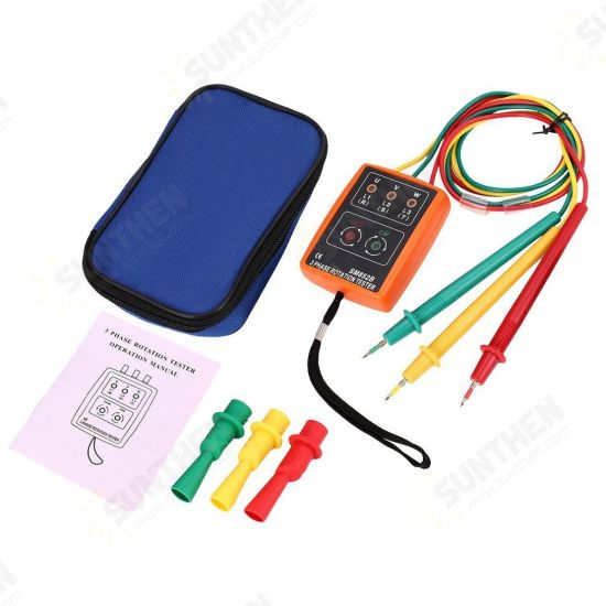 SM852B 60V-600V AC 3 Phase Rotation Tester Indicator Detector Meter Array Presence With LED Buzzer