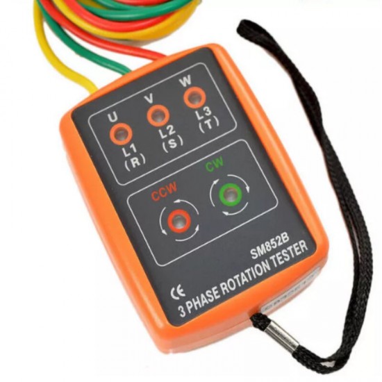 SM852B 60V-600V AC 3 Phase Rotation Tester Indicator Detector Meter Array Presence With LED Buzzer