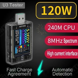 U3 USB Tester DC4~ 24V Current Voltage Meter QC5 PD3.0 2.0 PPS Fast Charging Protocol Capacity PD Trigger Monitor Ripple Spectrum U3 USB Tester DC4~ 24V Current Voltage Meter QC5 PD3.0 2.0 PPS Fast Charging Protocol Capacity PD Trigger Monitor Ripple Spectrum