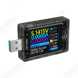 U3 USB Tester DC4~ 24V Current Voltage Meter QC5 PD3.0 2.0 PPS Fast Charging Protocol Capacity PD Trigger Monitor Ripple Spectrum U3 USB Tester DC4~ 24V Current Voltage Meter QC5 PD3.0 2.0 PPS Fast Charging Protocol Capacity PD Trigger Monitor Ripple Spectrum